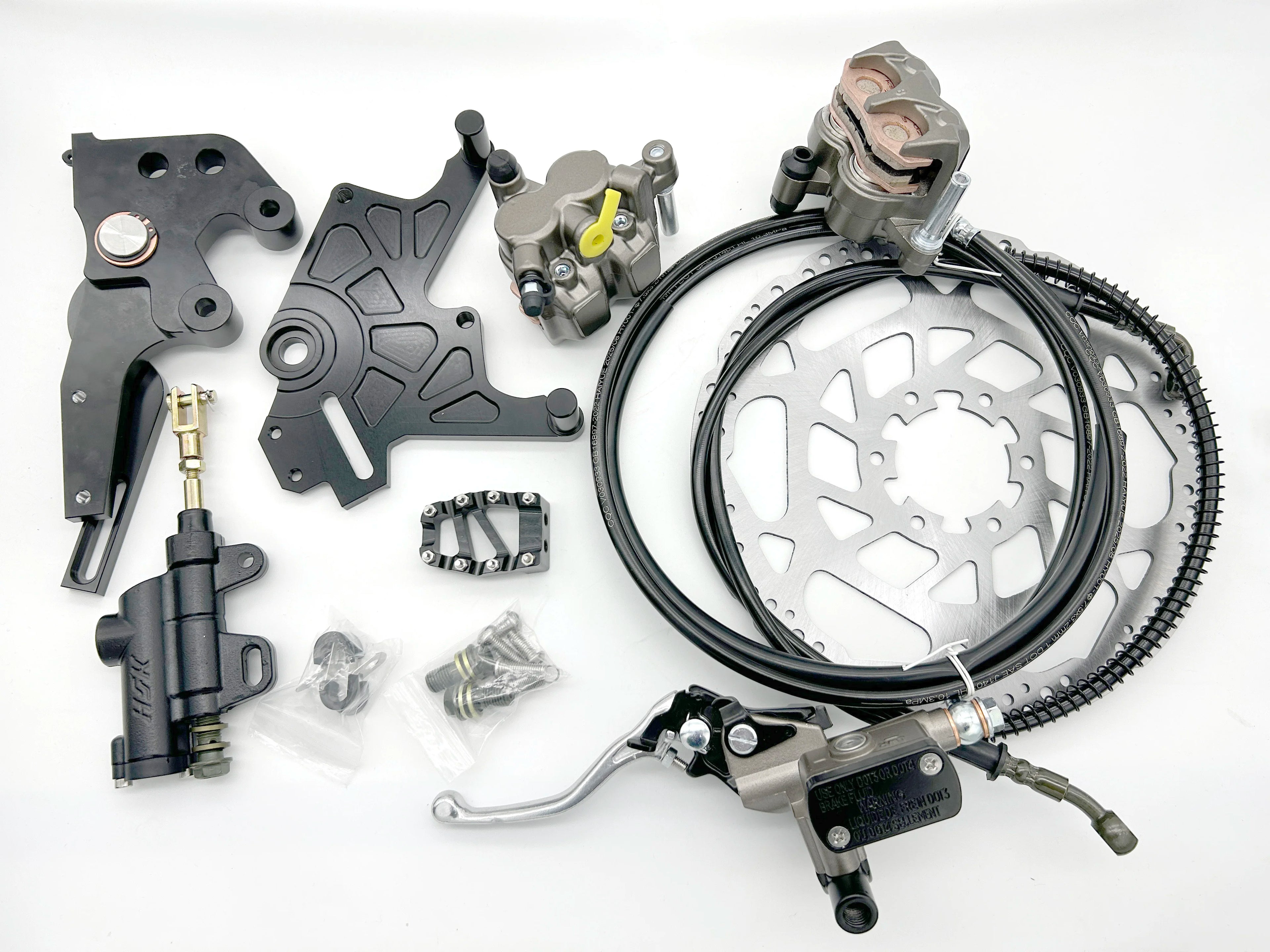For New Modified Ultra Bee Brake Dual-Caliper Bracket Kit Rear Disc Brake Anodic Oxide Finish Foot Brake Replacement Surron LBX