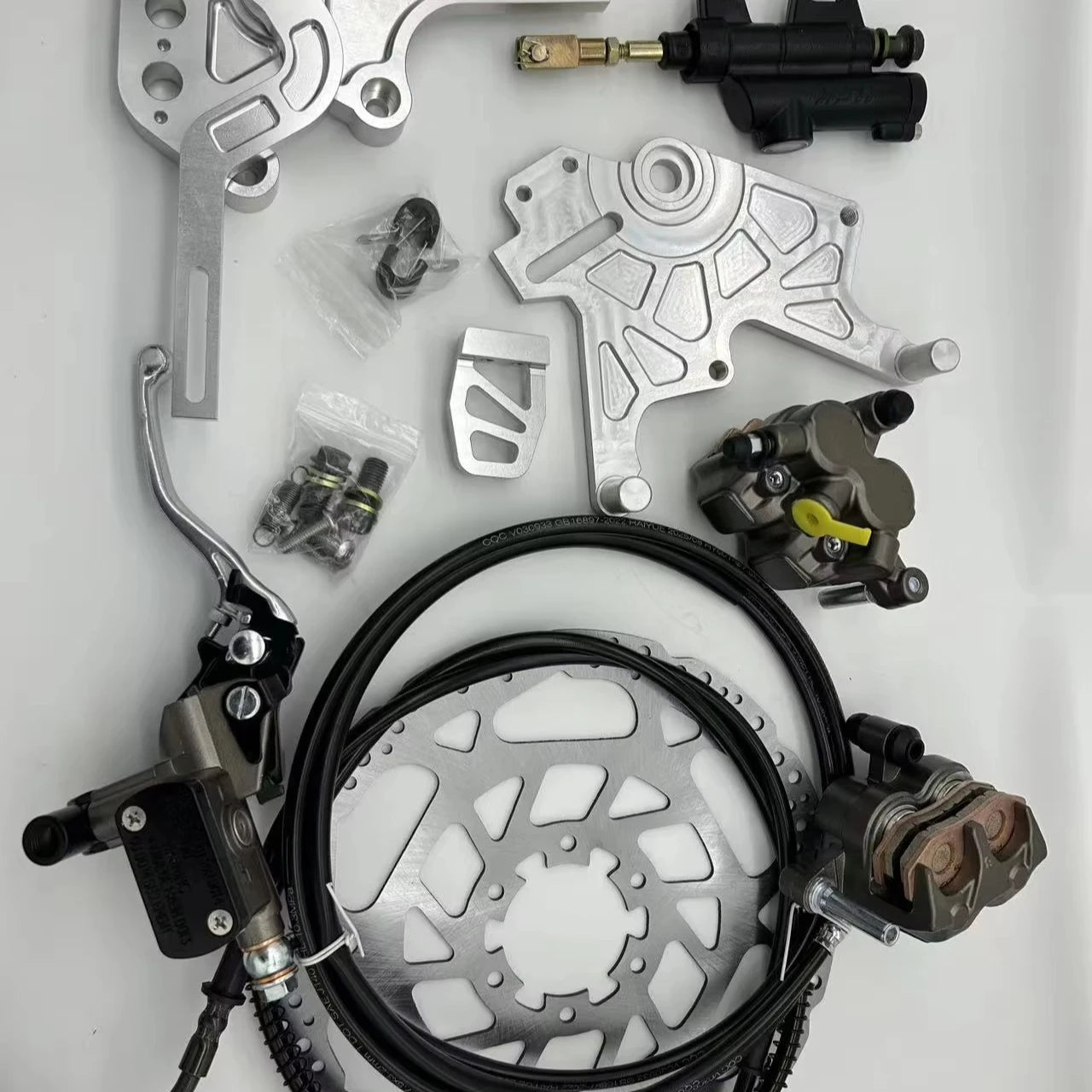 For CNC Strengthened Dual Caliper Bracket Foot Peg Brake Bracket Kit Rear Placement For Ultra Bee Motorcycle Accessories New