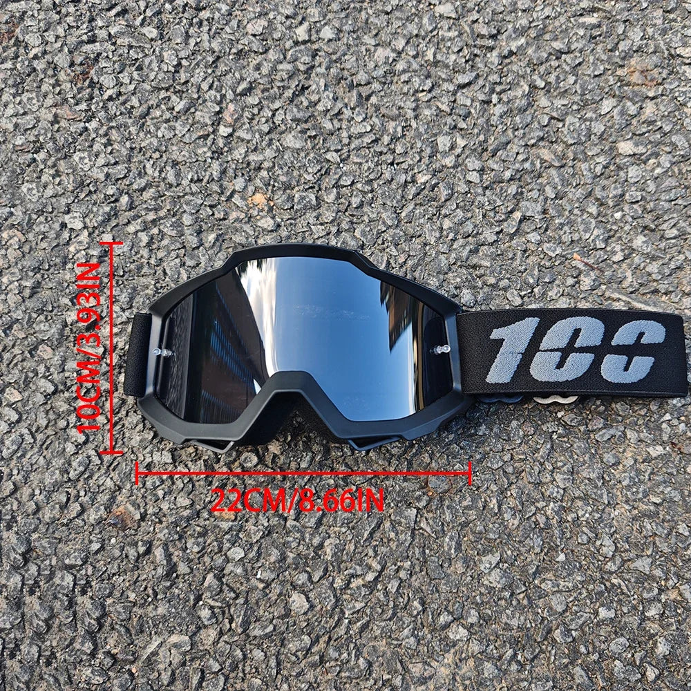 100 Motorcycle Goggles Dustproof Racing Glasses Windproof for Men & Women Motocross Cycling Skiing Outdoor Off-Road Bike Goggle