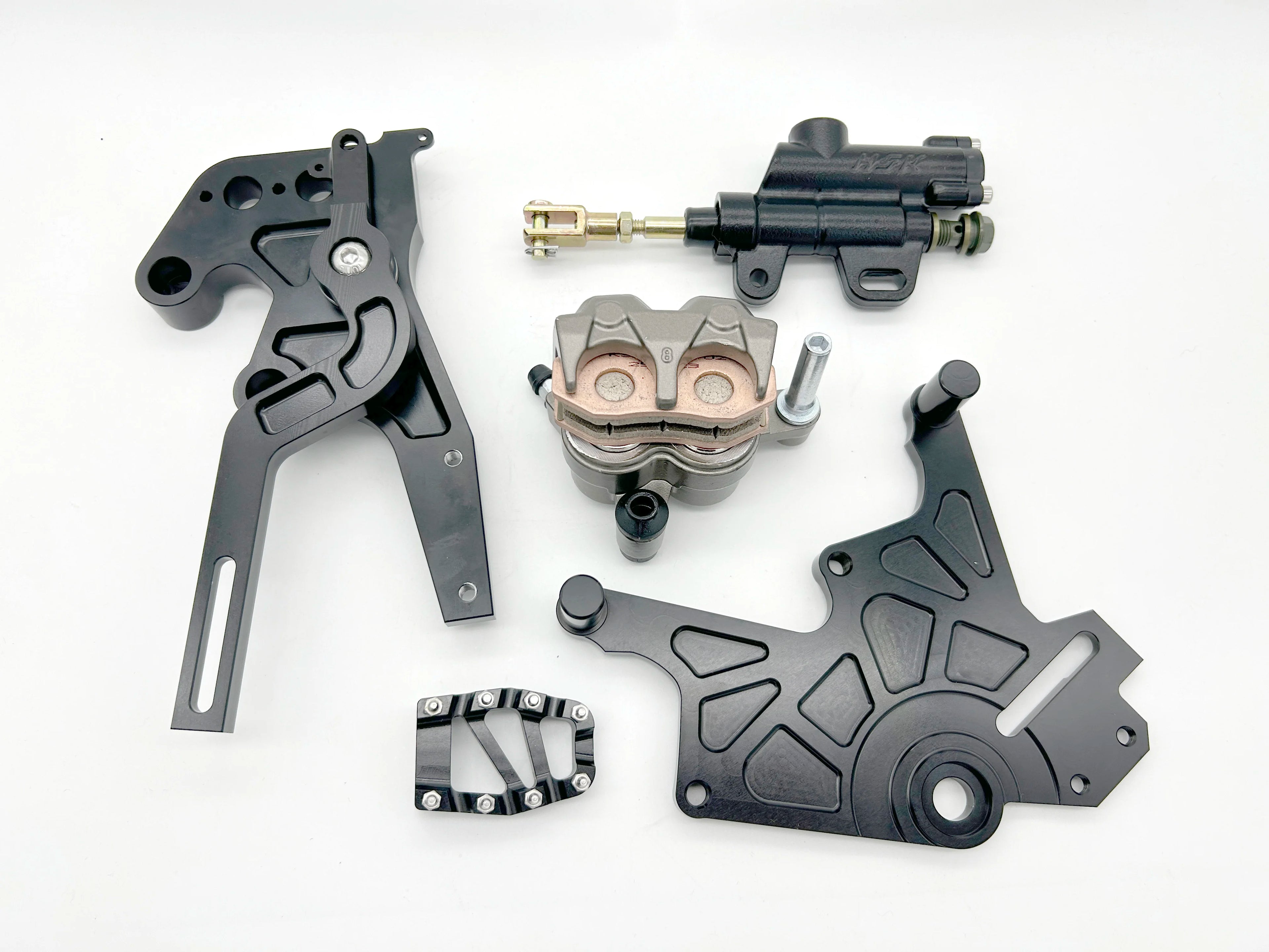 For New Modified Ultra Bee Brake Dual-Caliper Bracket Kit Rear Disc Brake Anodic Oxide Finish Foot Brake Replacement Surron LBX