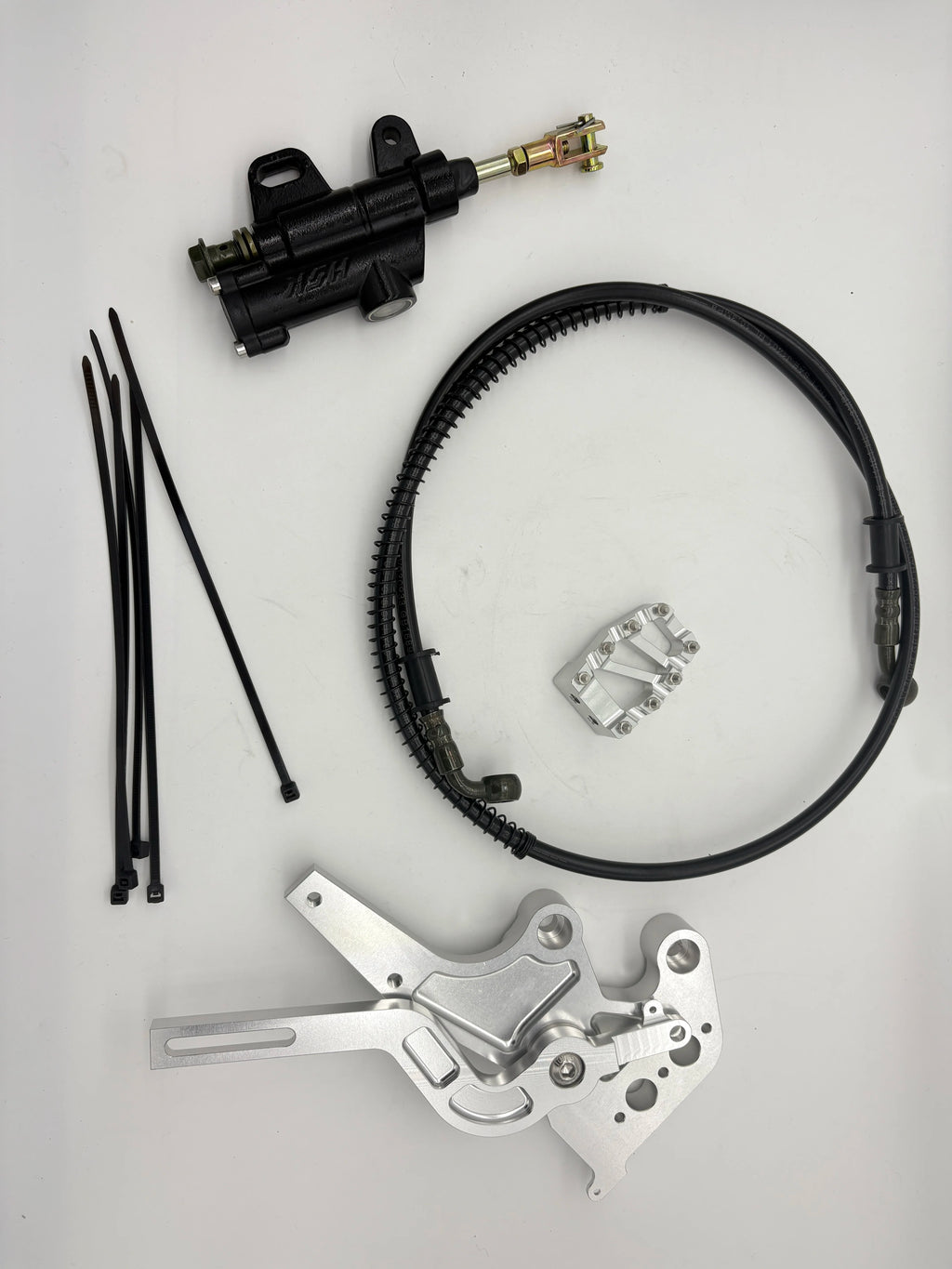For CNC Strengthened Dual Caliper Bracket Foot Peg Brake Bracket Kit Rear Placement For Ultra Bee Motorcycle Accessories New