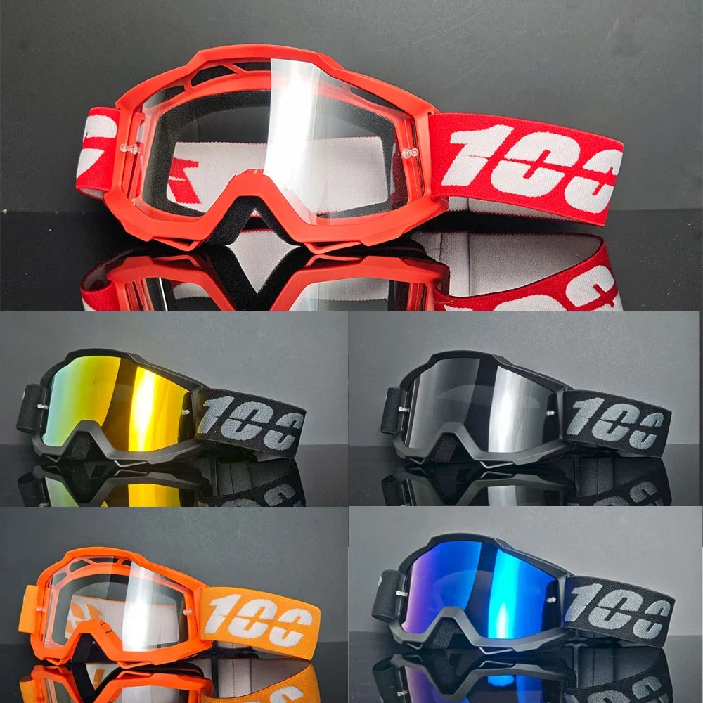 100 Motorcycle Goggles Dustproof Racing Glasses Windproof for Men & Women Motocross Cycling Skiing Outdoor Off-Road Bike Goggle