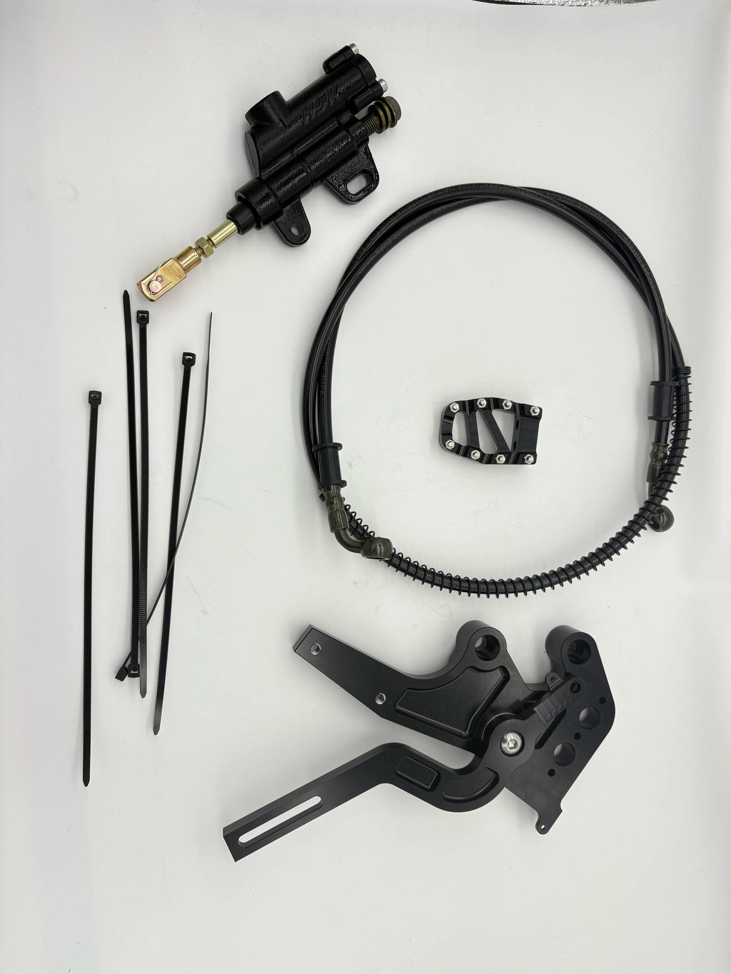 For CNC Strengthened Dual Caliper Bracket Foot Peg Brake Bracket Kit Rear Placement For Ultra Bee Motorcycle Accessories New