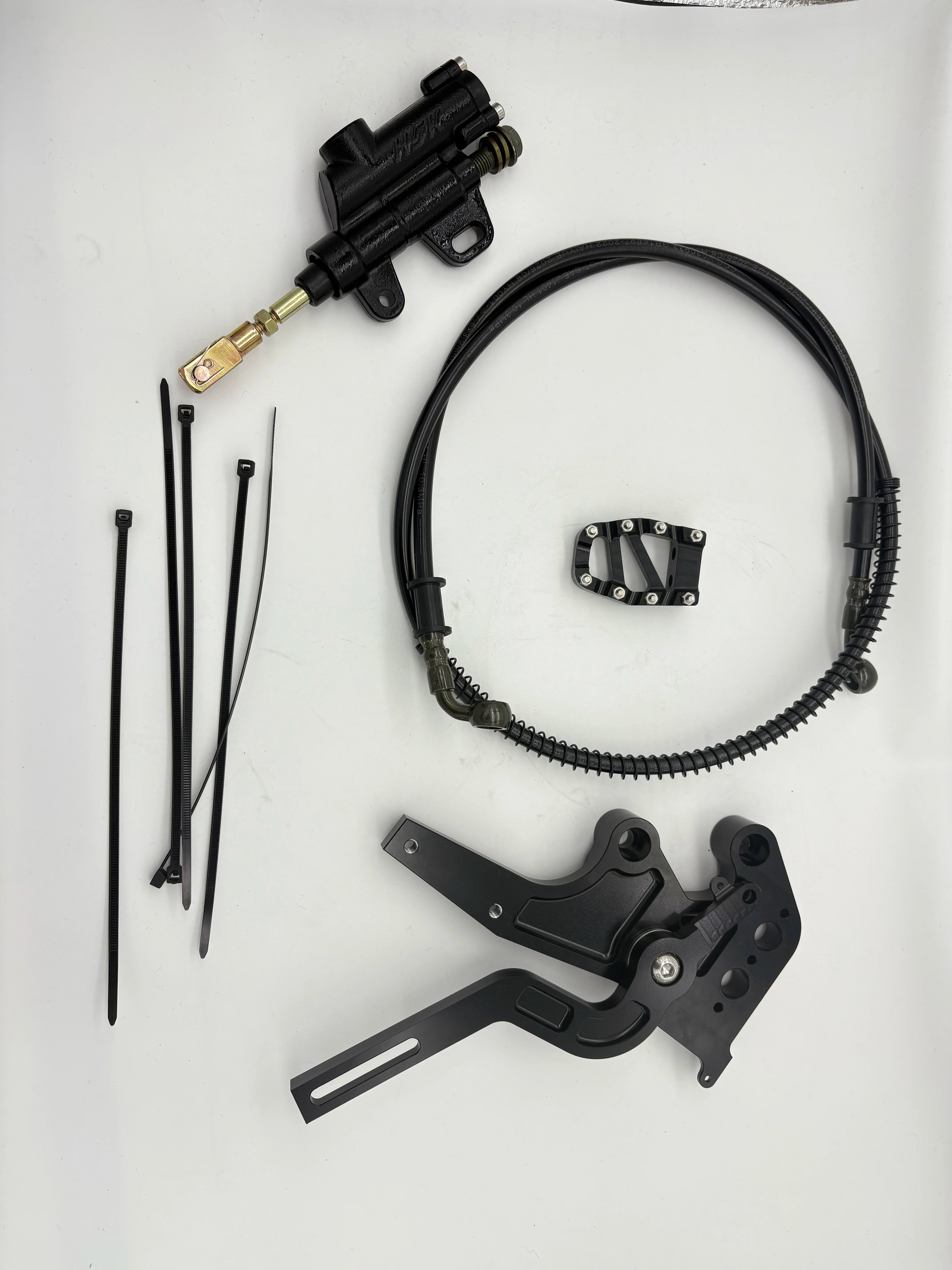 For CNC Strengthened Dual Caliper Bracket Foot Peg Brake Bracket Kit Rear Placement For Ultra Bee Motorcycle Accessories New