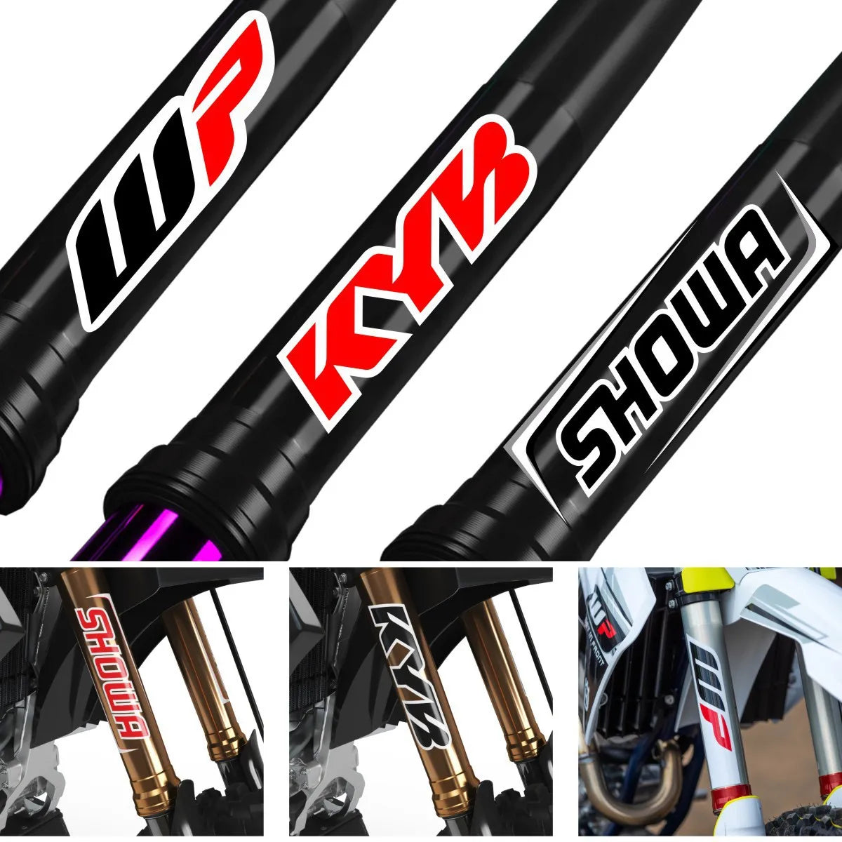Universal Motorcycle Fork Stickers Motocross Decal for Showa KYB WP Shocks Cool Waterproof Vinyl Logo Durable Suspension Decals