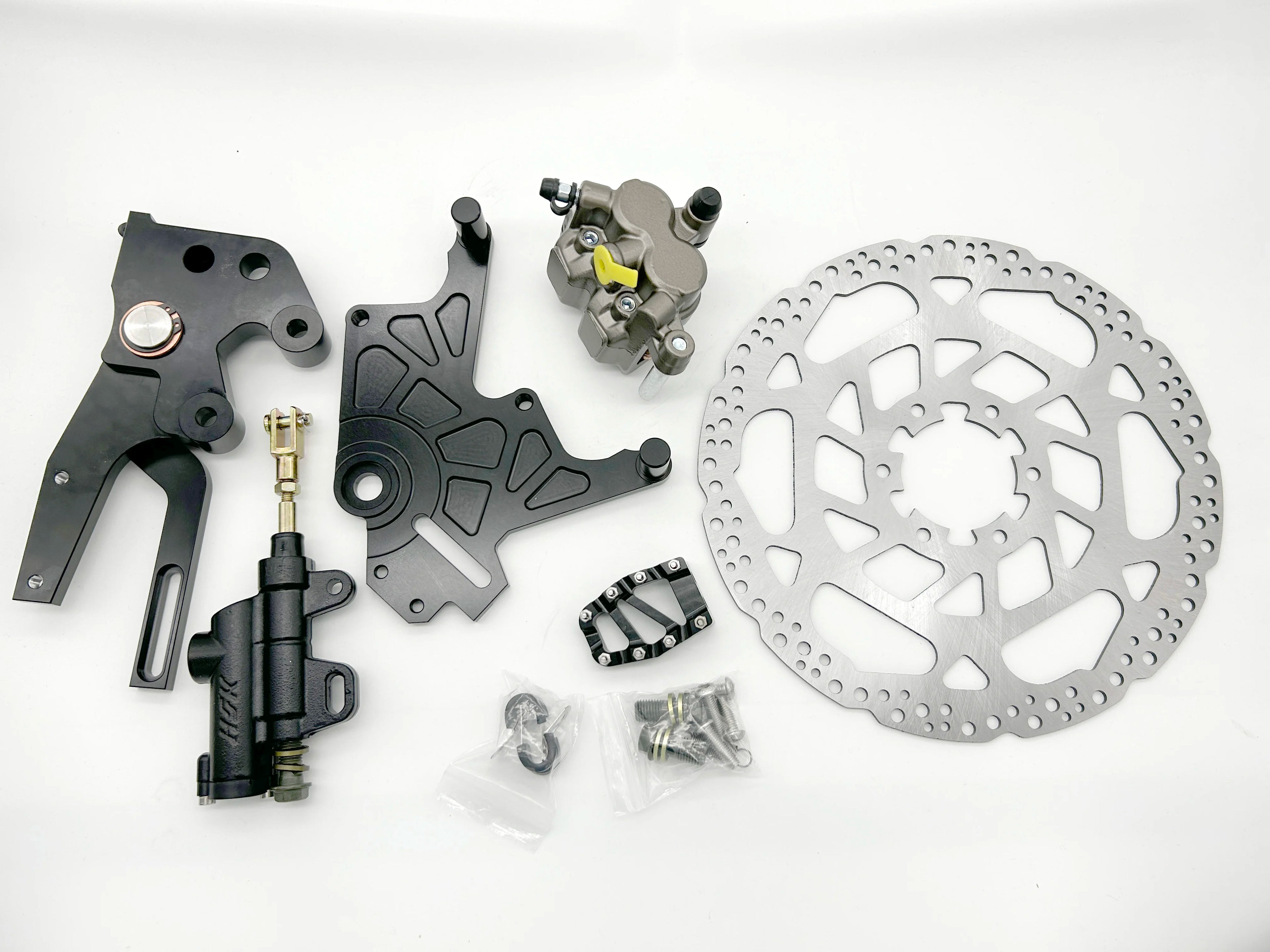 For New Modified Ultra Bee Brake Dual-Caliper Bracket Kit Rear Disc Brake Anodic Oxide Finish Foot Brake Replacement Surron LBX