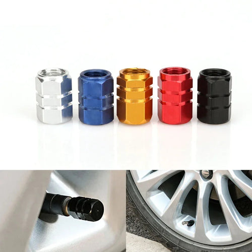 Aluminum Alloy Car Tire Valve Caps Airdust Waterproof Tyre Rim Stem Cover for Automobiles Motorcycles Bikes 4Pcs