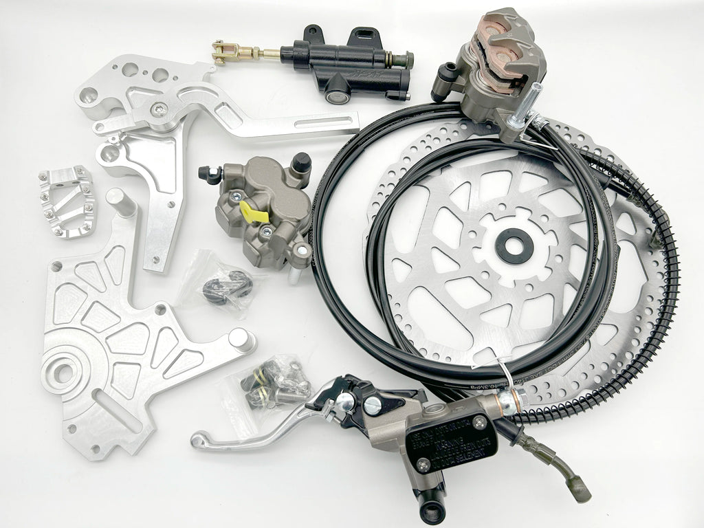 For New Modified Ultra Bee Brake Dual-Caliper Bracket Kit Rear Disc Brake Anodic Oxide Finish Foot Brake Replacement Surron LBX